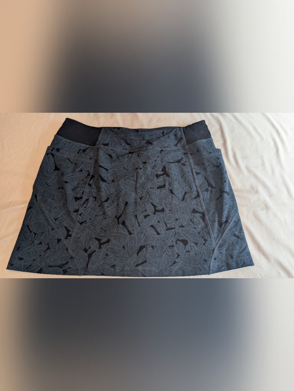 Athleta Dark Blue Leaf-Print Athletic Skort